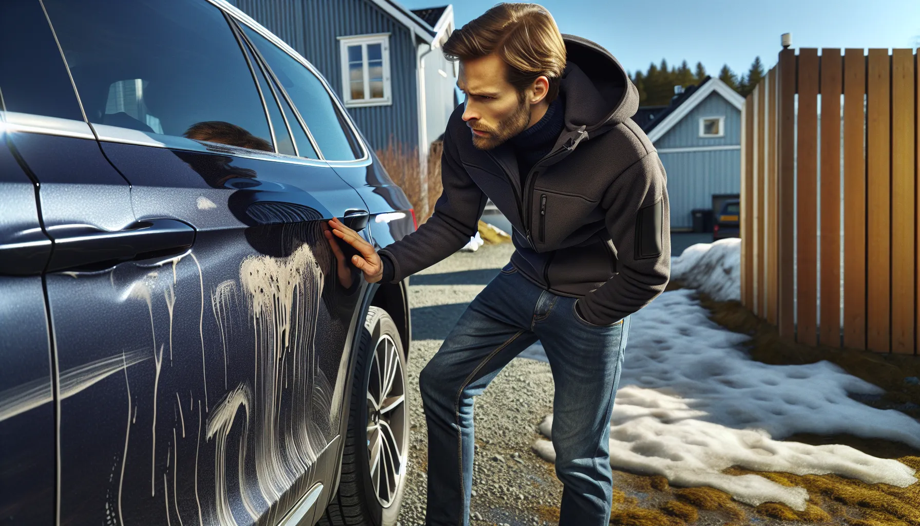 Mange tror det kun handler om steinsprut på motorpanseret, men i praksis er det summen av mange små påvirkninger over tid som bryter ned overflaten – illustrasjon