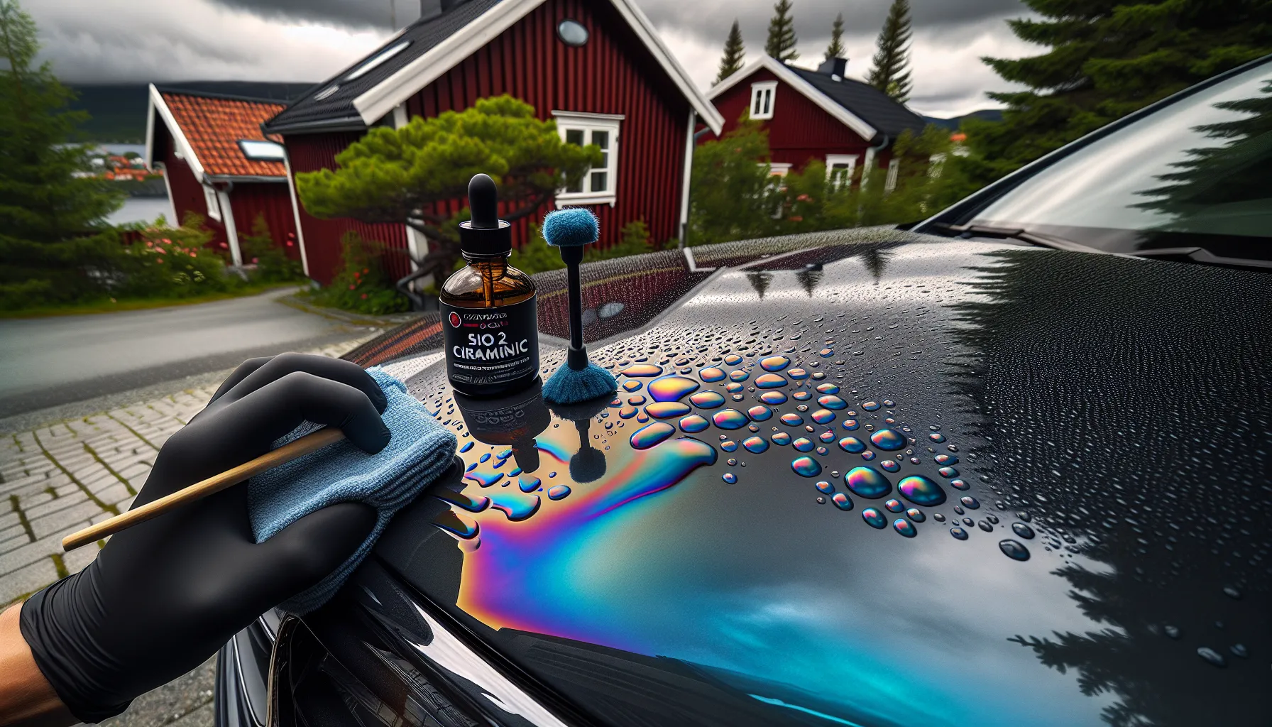 God lakkbeskyttelse gjør tre ting samtidig: øker glansen, øker vannavrenning (hydrofobisitet) og skjermer mot UV-lys – illustrasjon